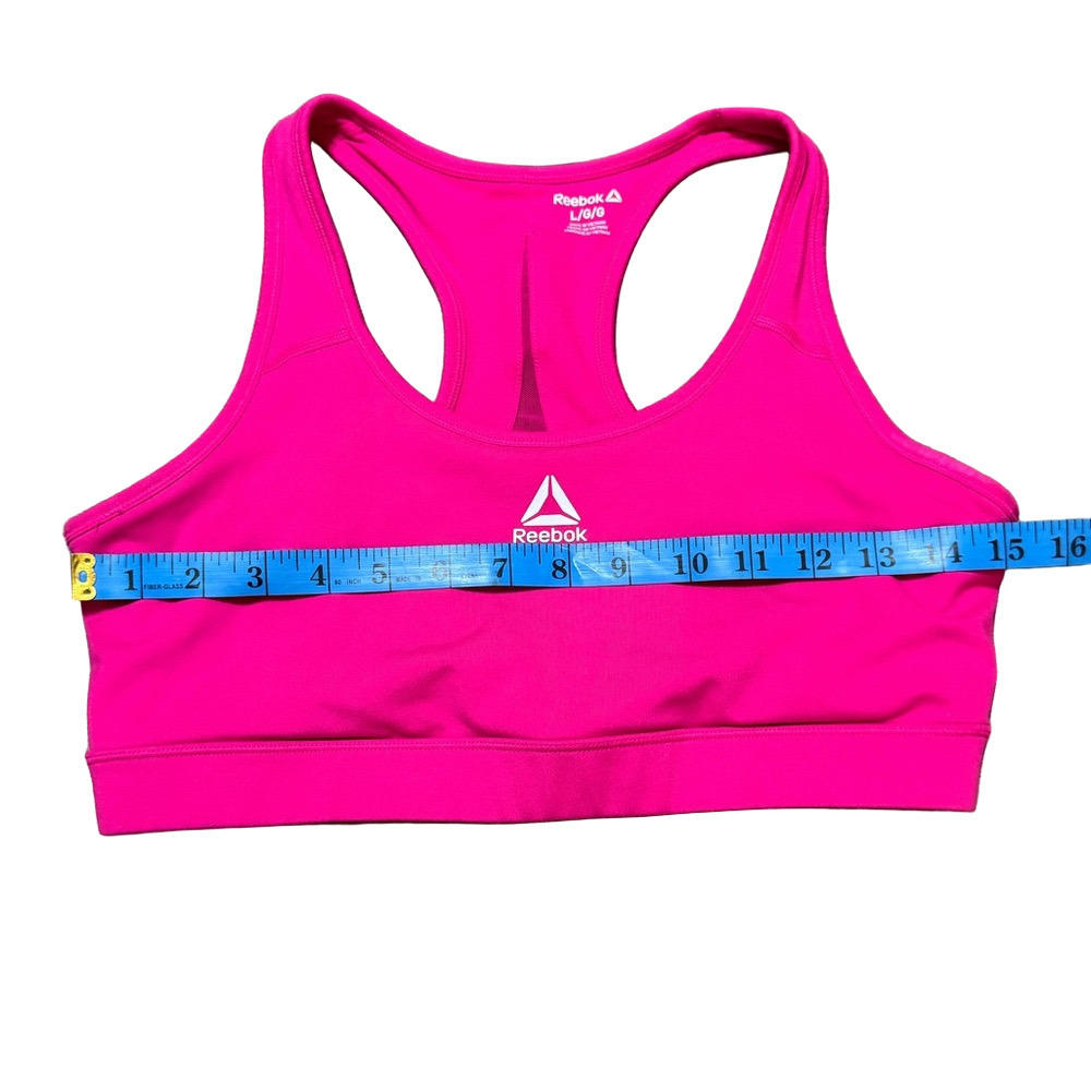 Reebok Pink Sports Bra Polyester Spandex Moisture Wicking Women Size L - Picture 9 of 13